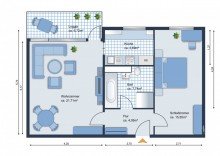 Grundriss Ideal f�r Singles und Paare: Helle Wohnung, sch�ne Lage!