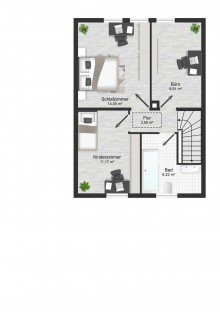 Grundriss OG Solides Haus mit gro�em Wohnbereich, XL-Balkon und Garten