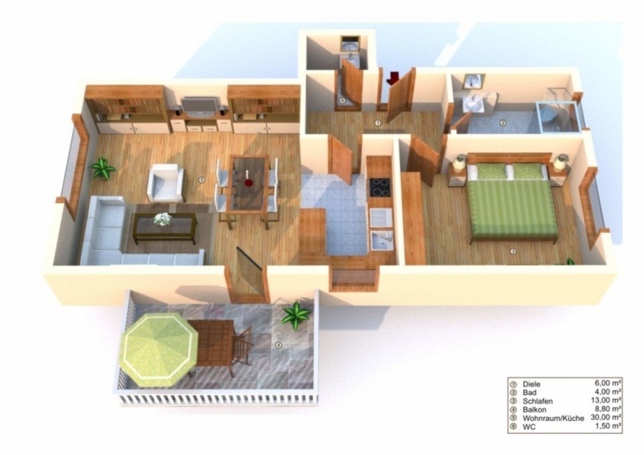 Grundriss Etagenwohnung Eltville am Rhein / Rauenthal