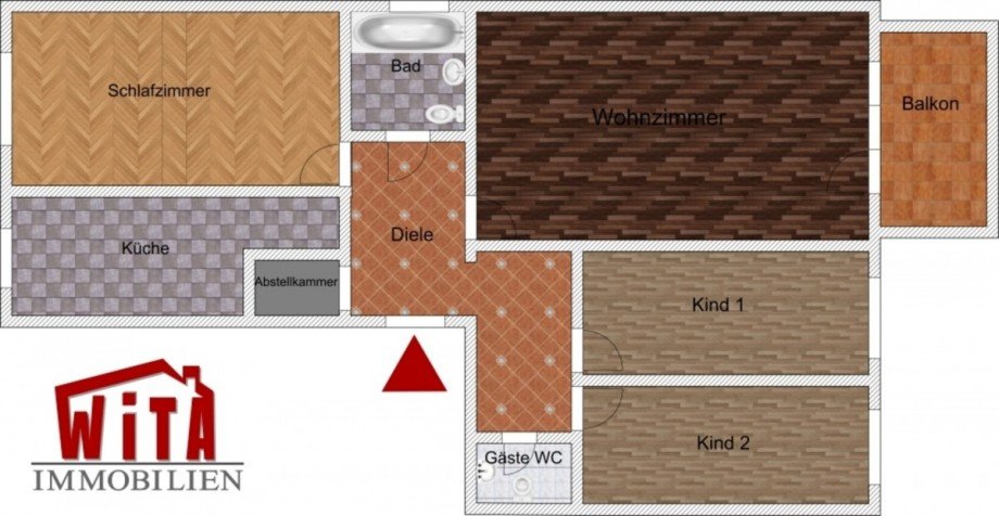 Grundriss 2D Etagenwohnung Wiesbaden