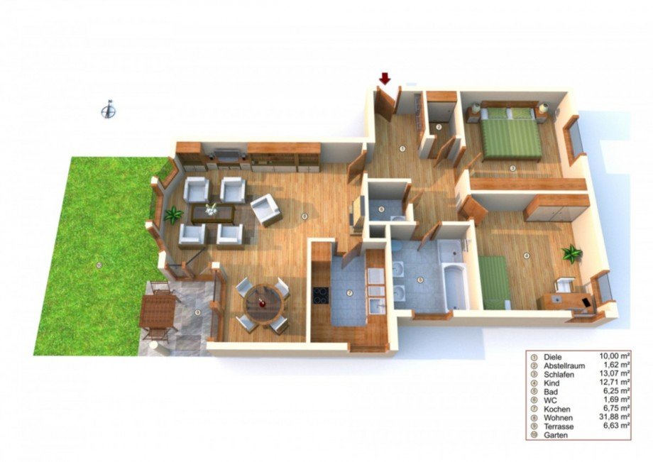 Grundriss Terrassenwohnung Mainz