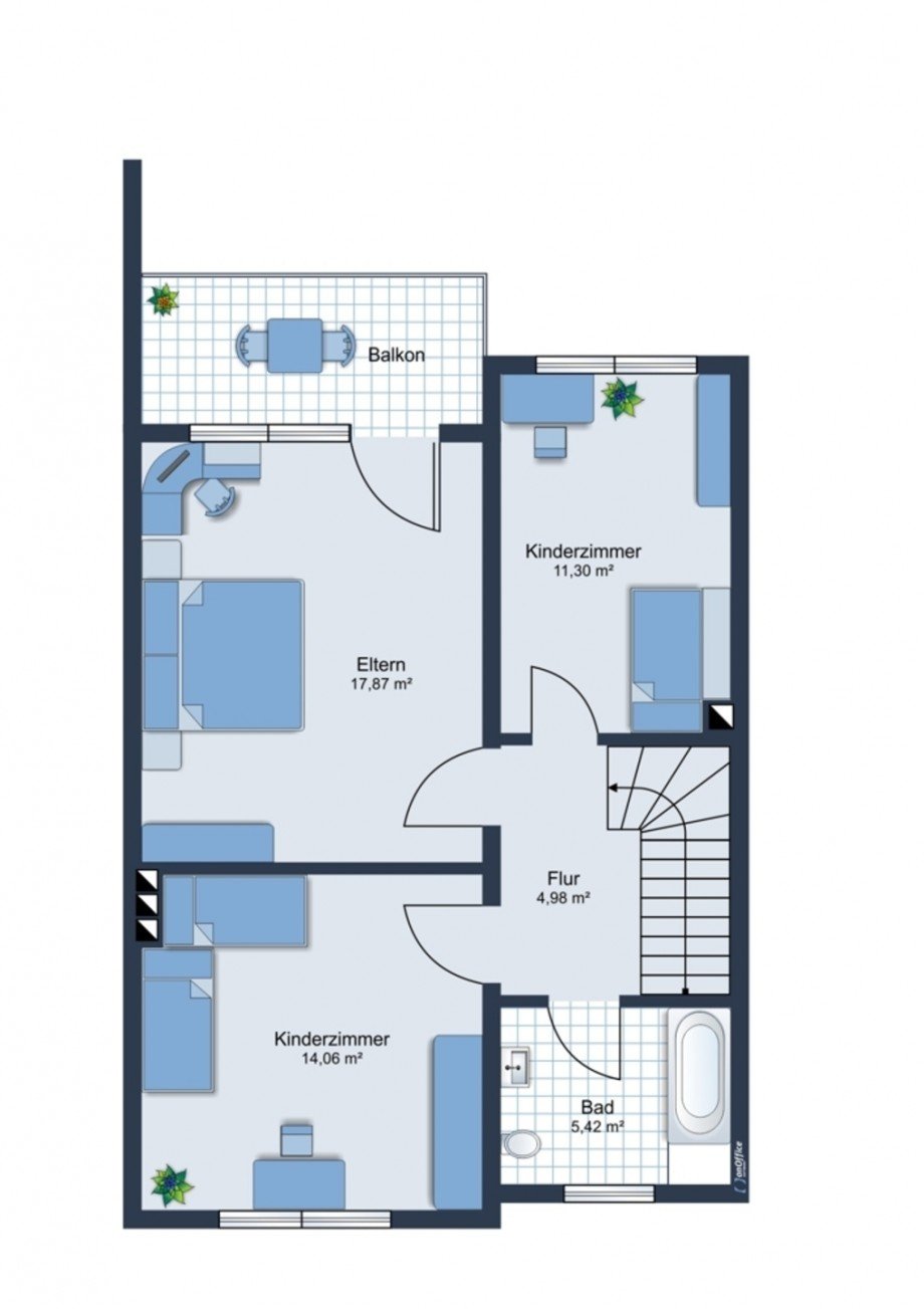Obergeschoss Reihenmittelhaus Mainz / Mombach