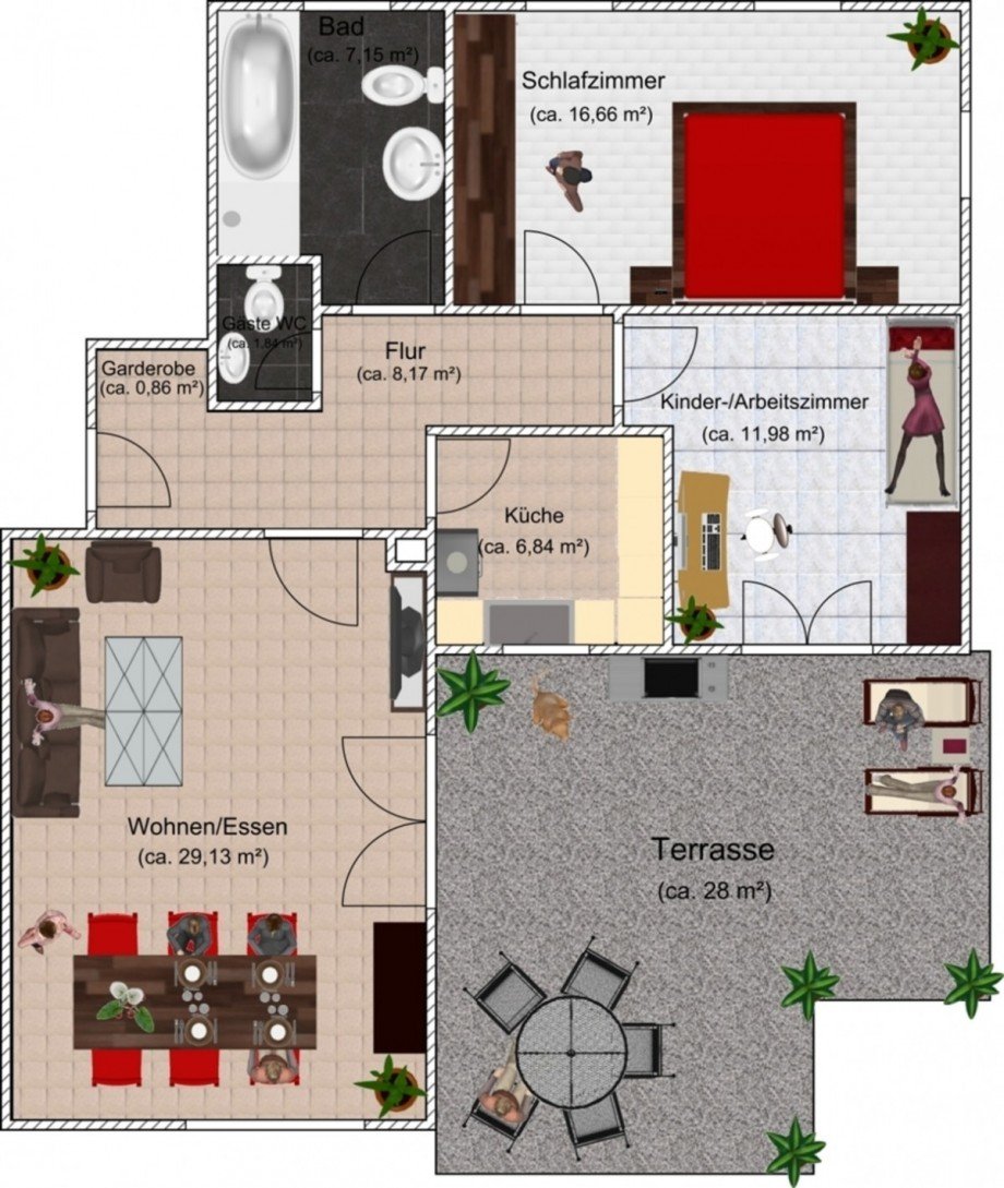 Grundriss klein Penthousewohnung Wiesbaden