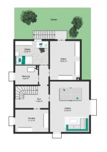Untergeschoss Massivhaus mit Kamin und separater Wohnebene in Idstein-Walsdorf