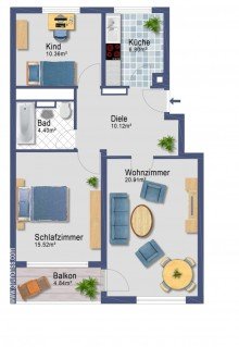 Grundriss Fu�l�ufig zu Mainzelbahn und Einkaufszentrum: Renovierungsbed�rftige, helle Wohnung in gepflegter Anlage