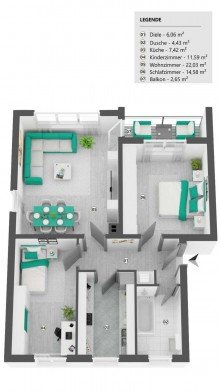 Grundriss Fu�l�ufig zur U-Bahn: Ruhige, gut geschnittene Wohnung zu verkaufen!