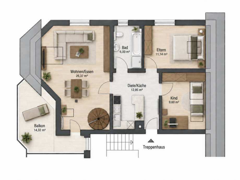 Wohnebene Etagenwohnung Burgschwalbach