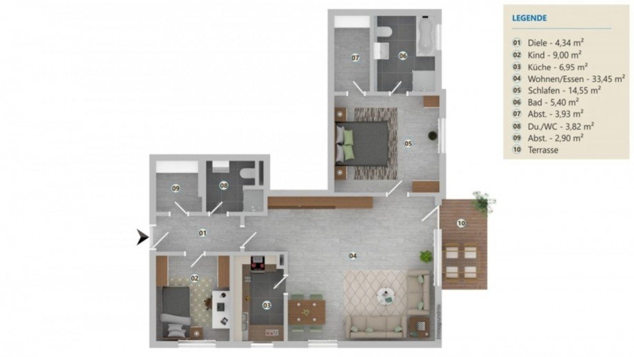 Grundriss Terrassenwohnung Aarbergen / Michelbach