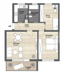 Grundriss Attraktiver Preis und niedriges Hausgeld: Renovierungsbed�rftige Wohnung f�r Anpacker!