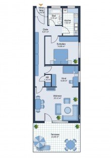Grundriss Lichtdurchflutete Terrassenwohnung mit Kurpark- und Fernblick