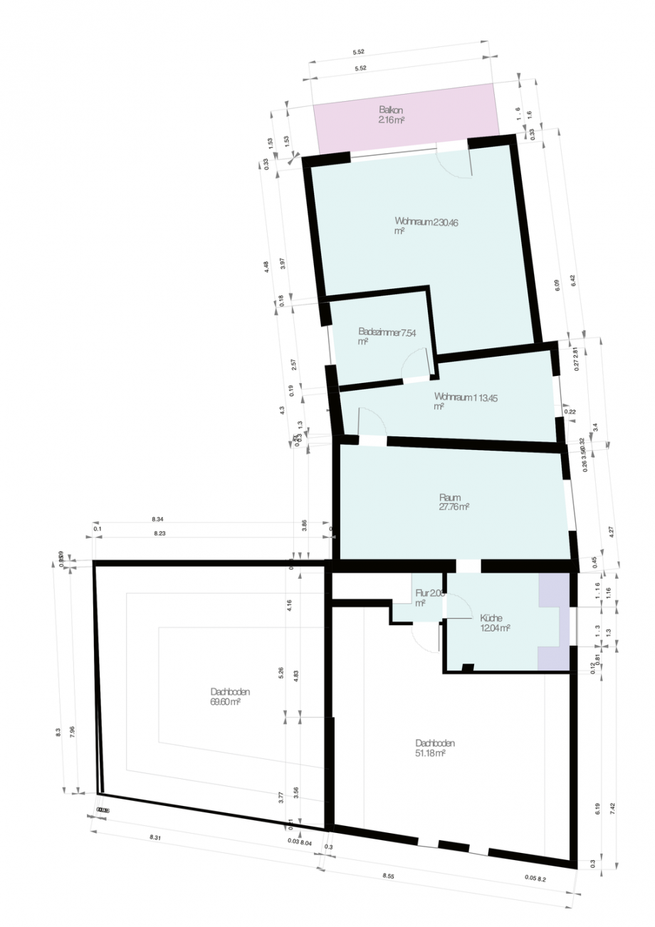 2. Obergeschoss Mehrfamilienhaus Hohenstein