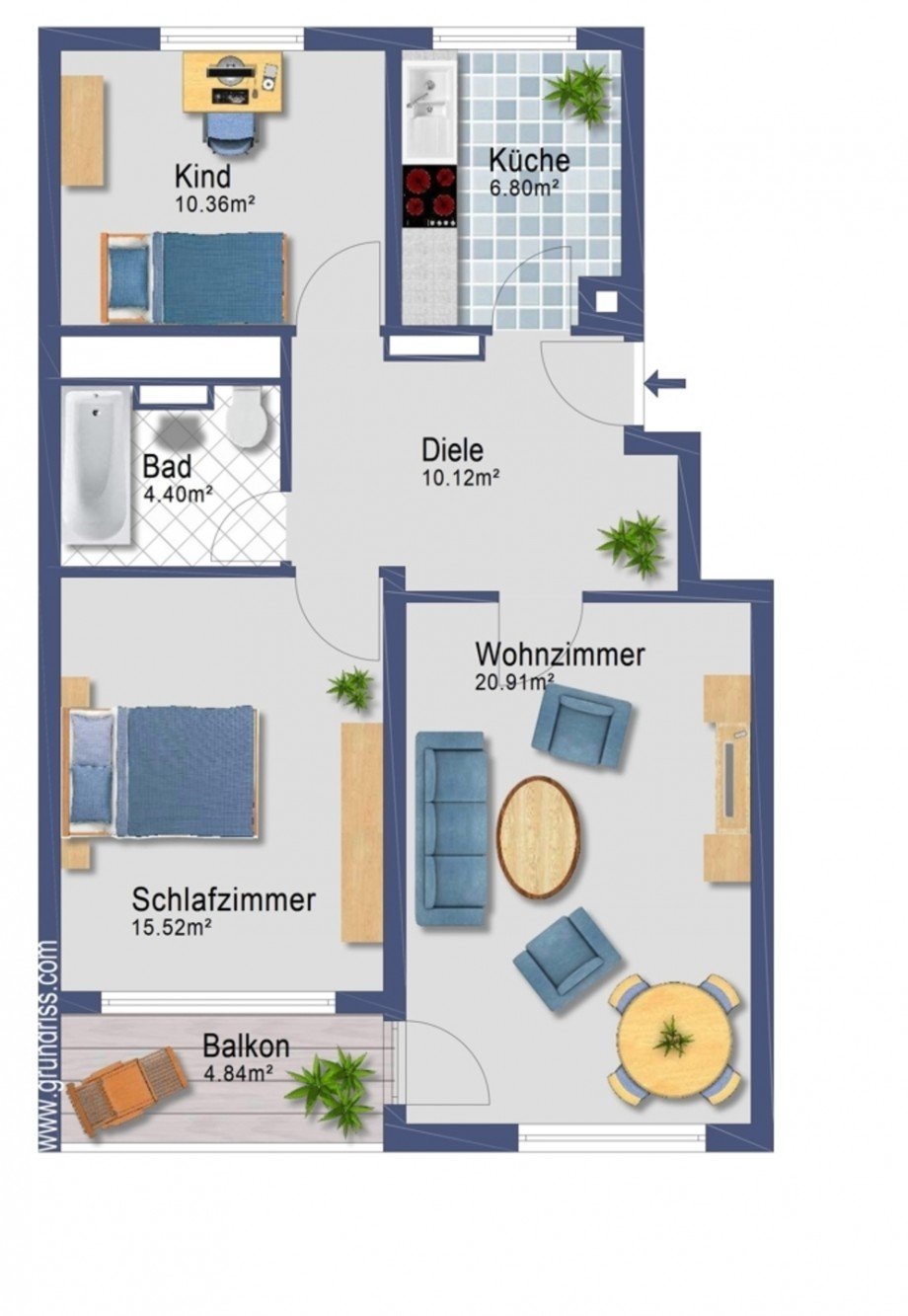 Grundriss Etagenwohnung Mainz / Lerchenberg