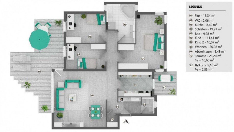 Grundriss Erdgeschosswohnung Wiesbaden
