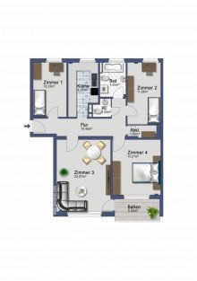 Grundriss Attraktive Wohnung in verkehrsg�nstiger Lage von Frankfurt Nied