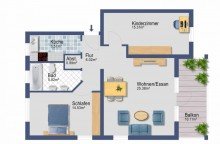 Grundriss Ideal f�r Paare und kleine Familien: Gut gelegene Wohnung in Bischofsheim!